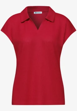Dropped Shoulder Poloshirt im Strick-Look