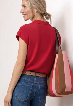 Dropped Shoulder Poloshirt im Strick-Look