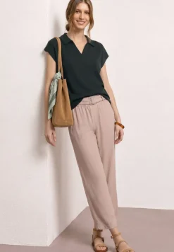 Dropped Shoulder Poloshirt im Strick-Look