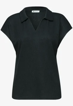Dropped Shoulder Poloshirt im Strick-Look
