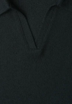 Dropped Shoulder Poloshirt im Strick-Look