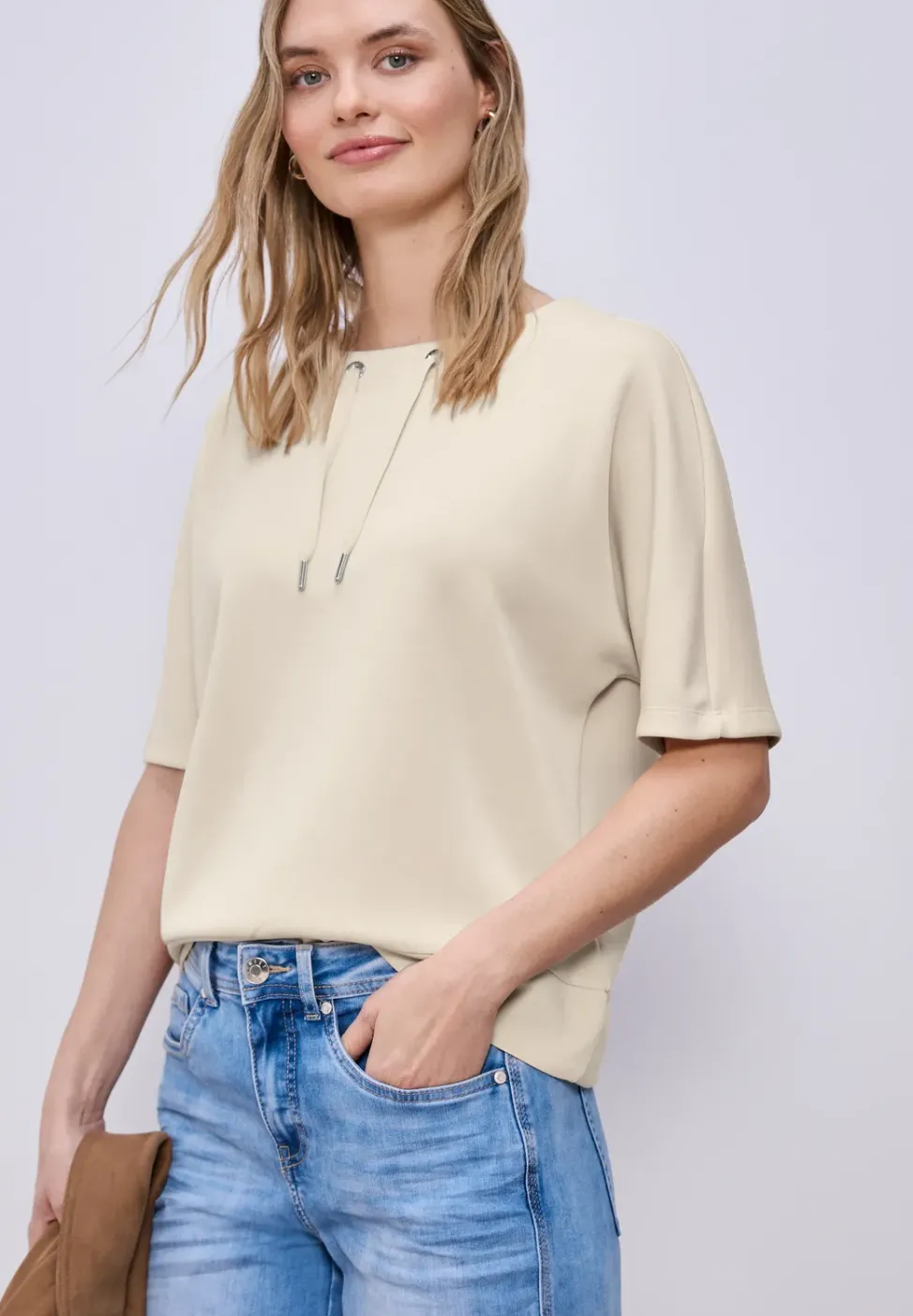 Dropped Shoulder Shirt im Silk-Look