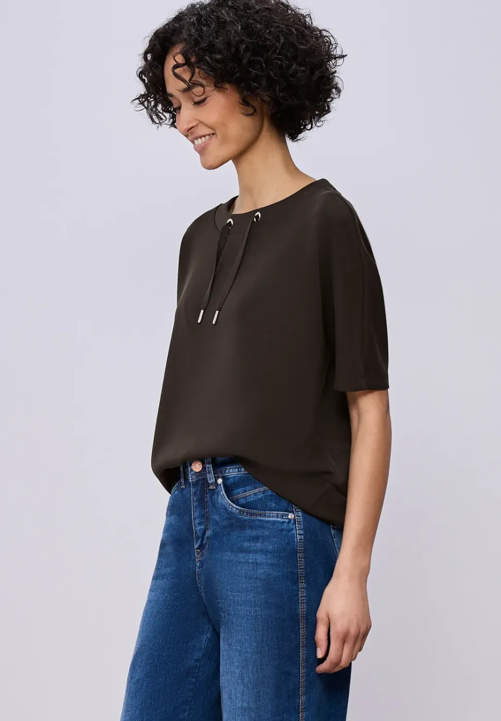 Dropped Shoulder Shirt im Silk-Look