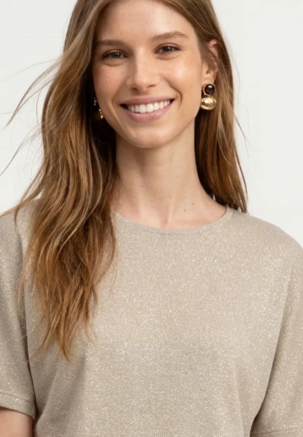 Dropped Shoulder Shirt mit Glitzerdetails