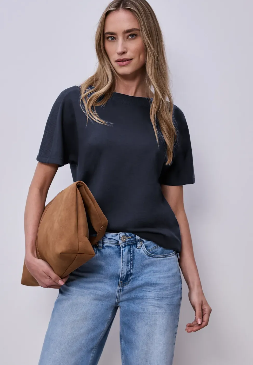 Dropped Shoulder Shirt mit Rippdetail