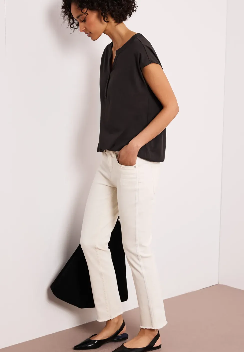 Dropped Shoulder Shirt mit Split Neck
