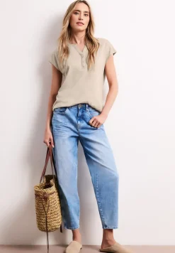 Dropped Shoulder Shirt mit Split Neck