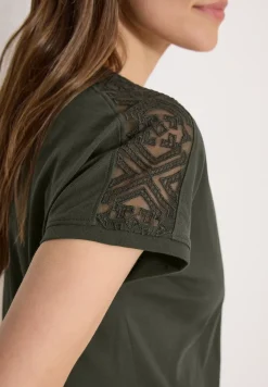 Dropped Shoulder Shirt mit Spitzendetail