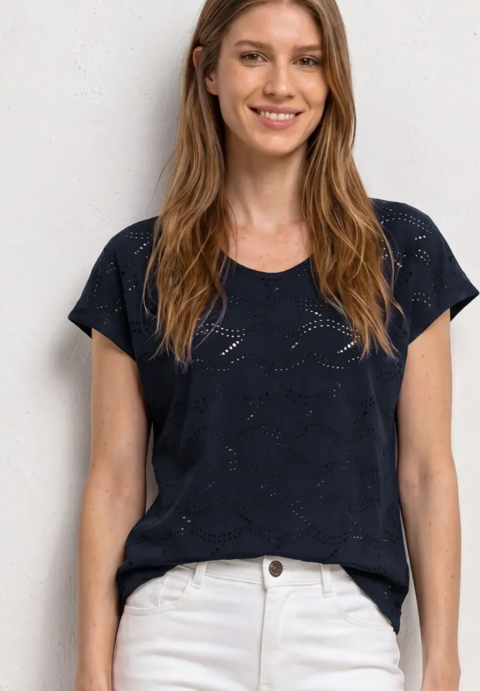 Dropped Shoulder Shirt mit Strukturmix