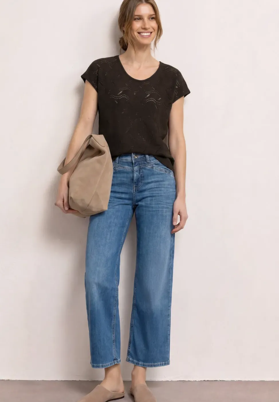 Dropped Shoulder Shirt mit Strukturmix