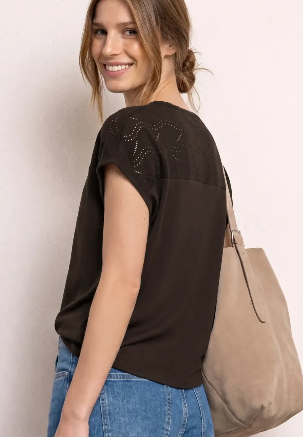Dropped Shoulder Shirt mit Strukturmix