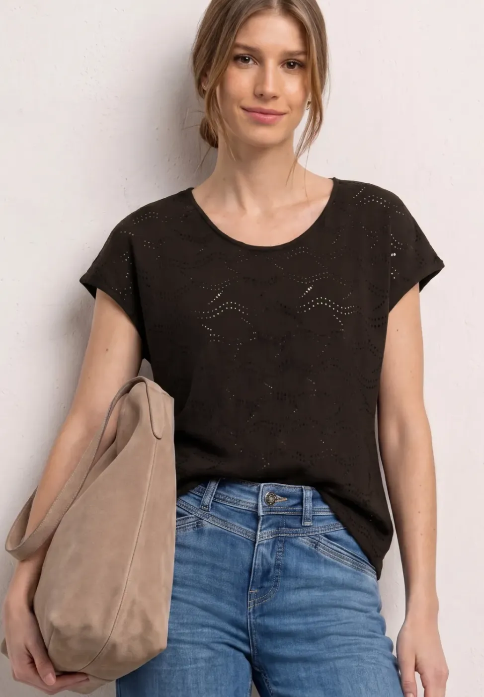 Dropped Shoulder Shirt mit Strukturmix