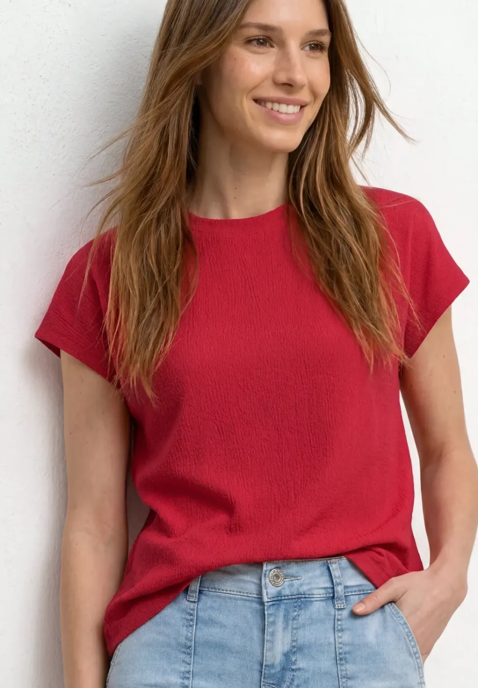 Dropped Shoulder Shirt mit Strukturmix
