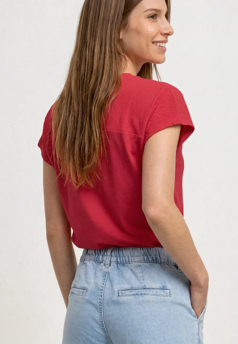 Dropped Shoulder Shirt mit Strukturmix