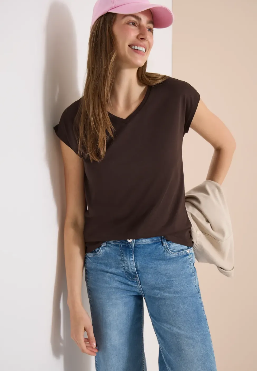 Dropped Shoulder Shirt mit V-Neck