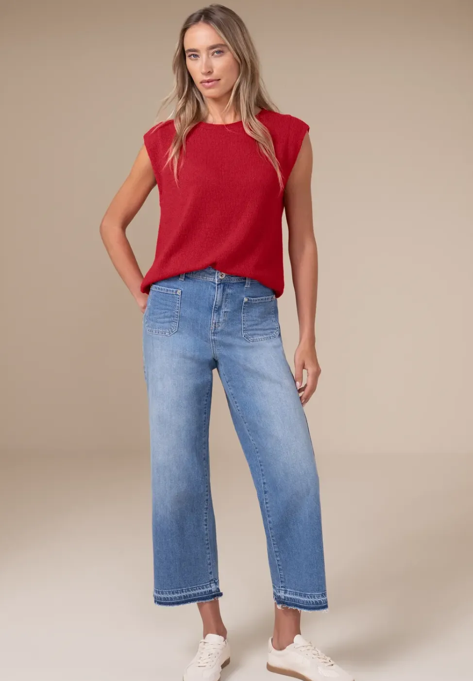 Dropped Shoulder Top im Strick-Look