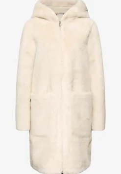 Fake Fur Mantel mit Kapuze