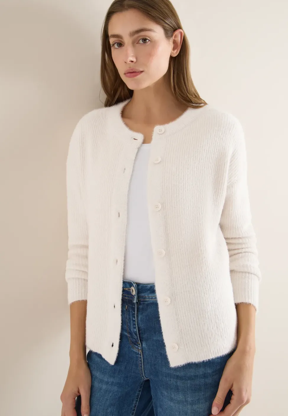 Federgarn Ripp-Strickjacke