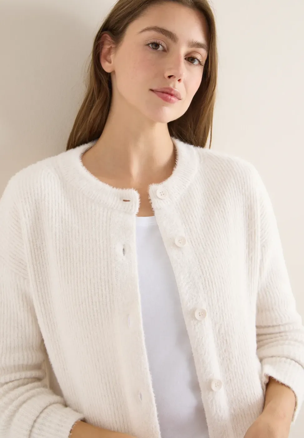 Federgarn Ripp-Strickjacke