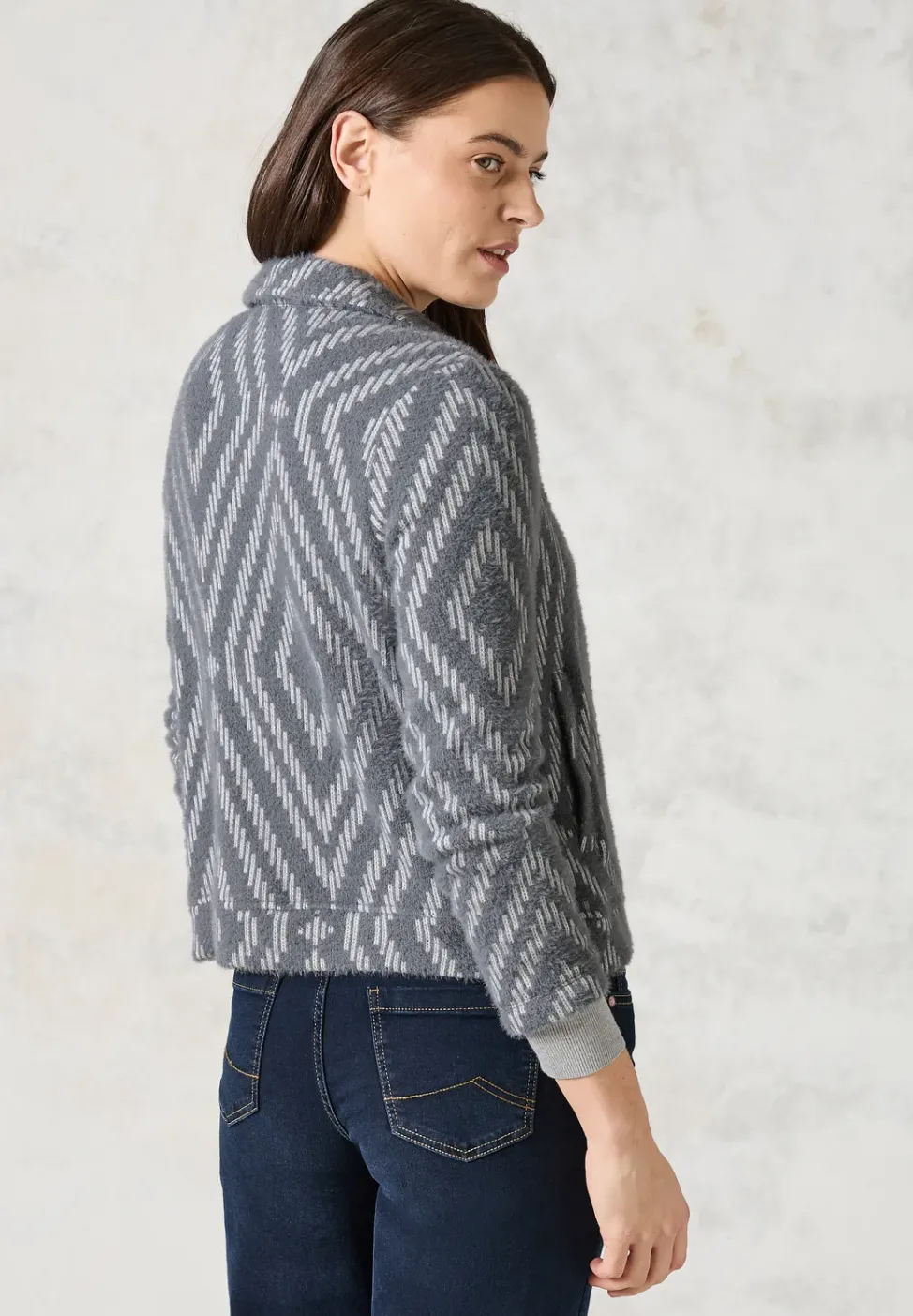 Federgarn-Cardigan mit Print