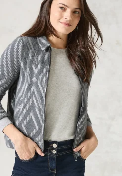 Federgarn-Cardigan mit Print