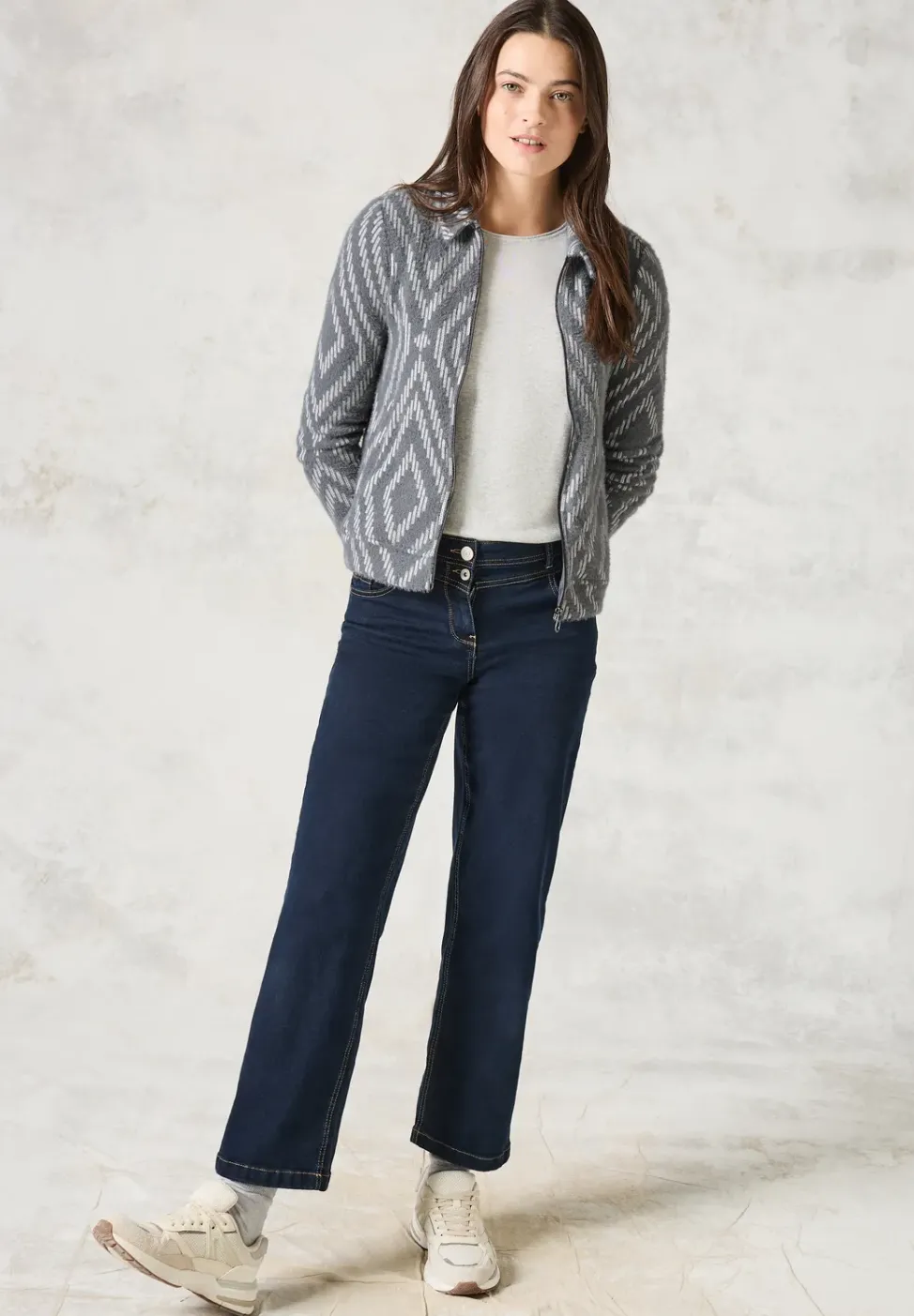 Federgarn-Cardigan mit Print