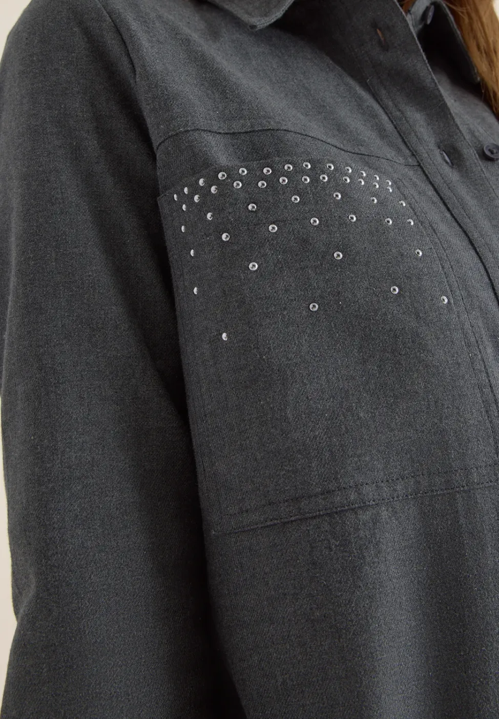 Flanellbluse mit Nieten