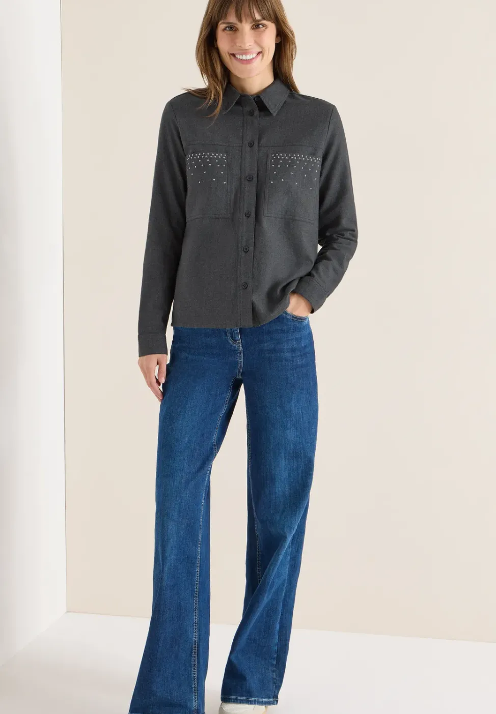Flanellbluse mit Nieten