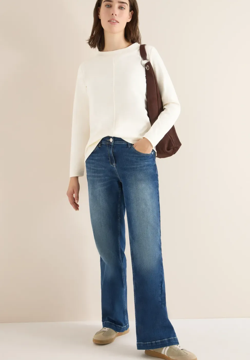 Funnelneck Shirt in Unifarbe
