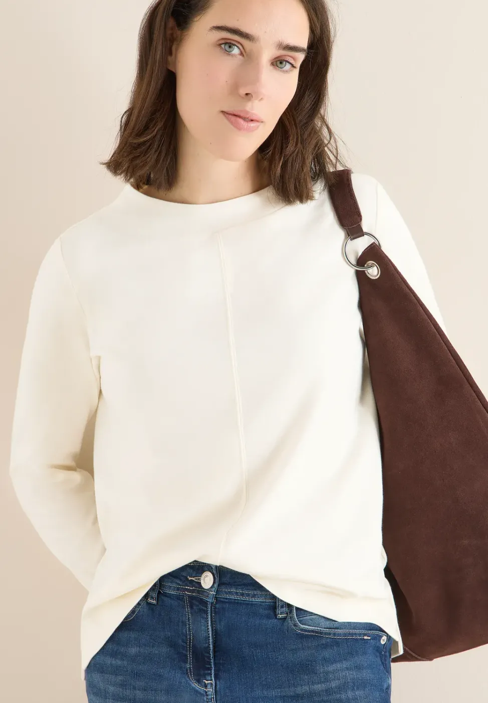 Funnelneck Shirt in Unifarbe