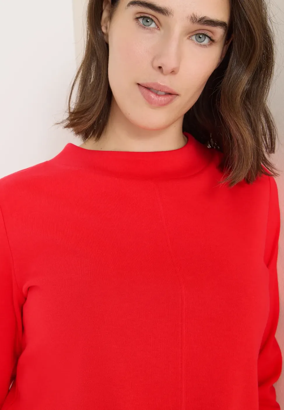 Funnelneck Shirt in Unifarbe