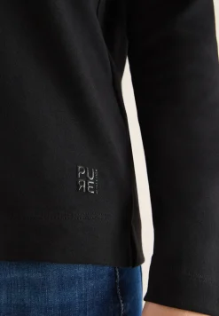 Funnelneck Shirt in Unifarbe