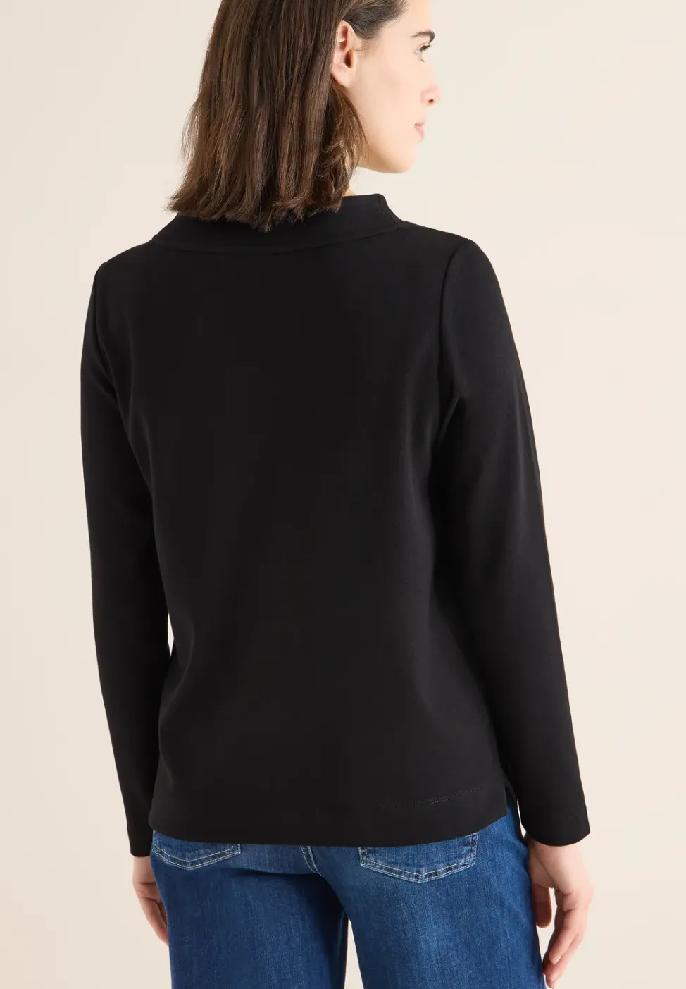Funnelneck Shirt in Unifarbe