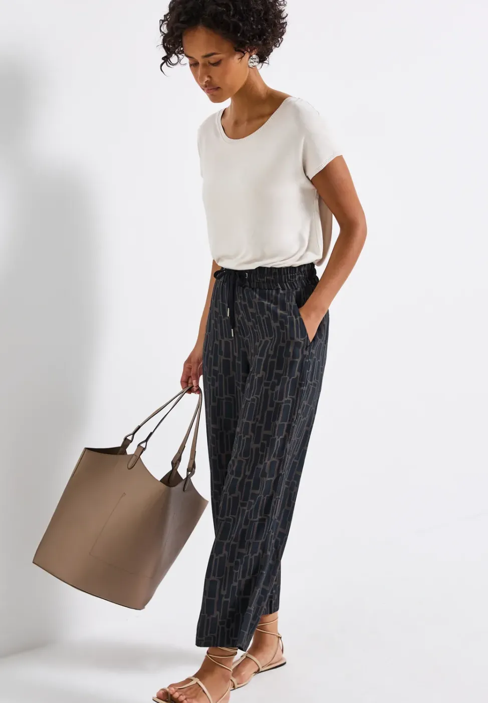 Gemusterte 7/8 Wide Leg Hose