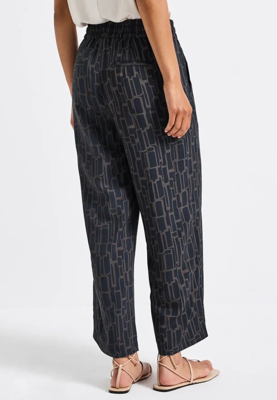 Gemusterte 7/8 Wide Leg Hose