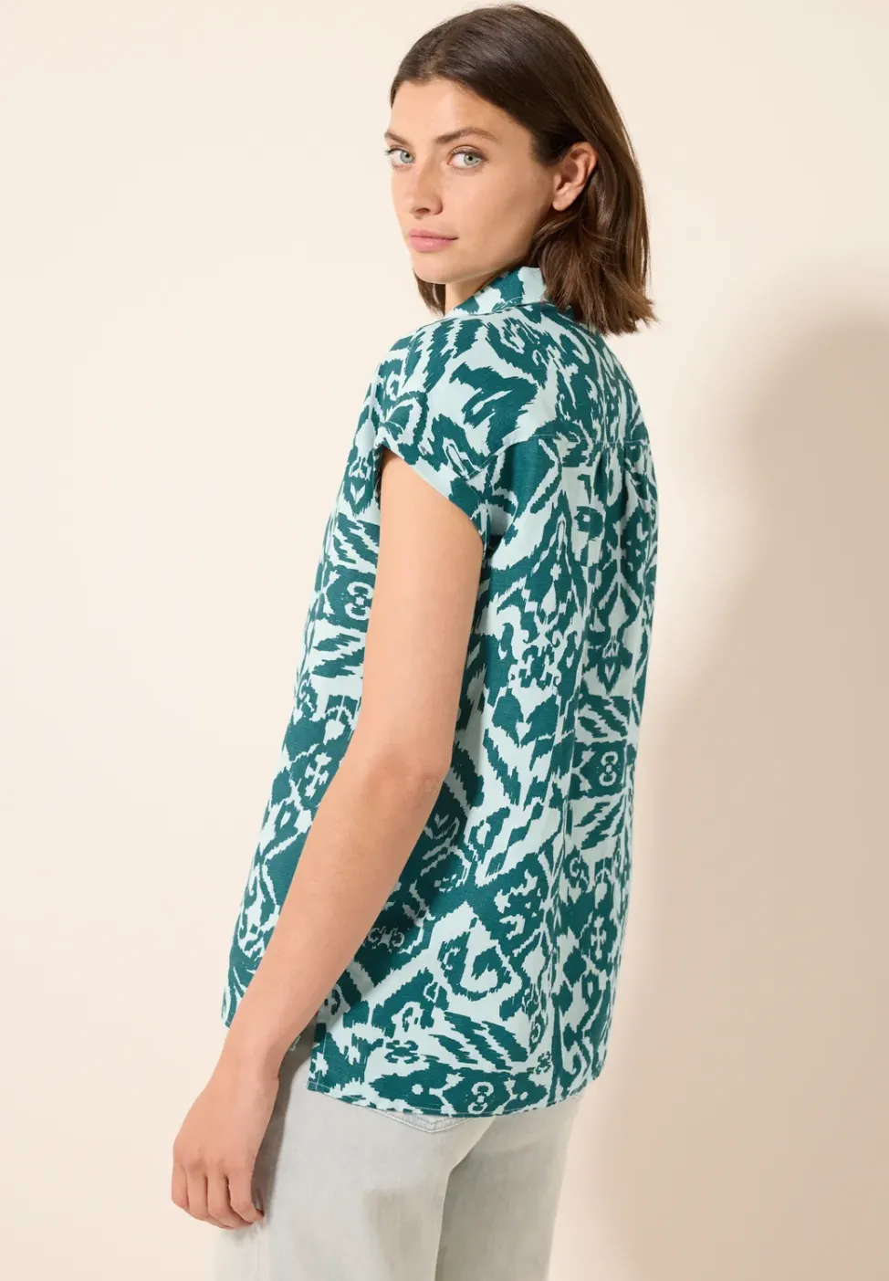 Gemusterte Leinen-Bluse