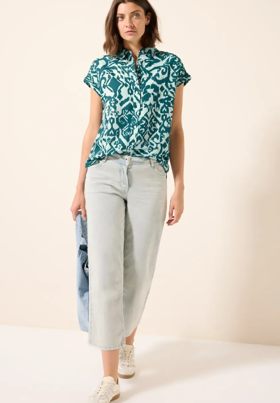 Gemusterte Leinen-Bluse