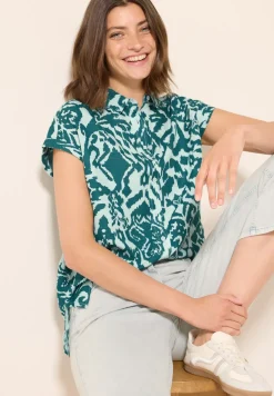 Gemusterte Leinen-Bluse