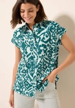 Gemusterte Leinen-Bluse