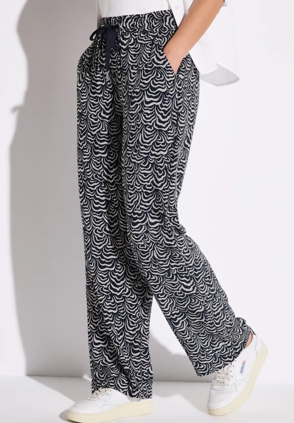 Gemusterte Wide Leg Hose