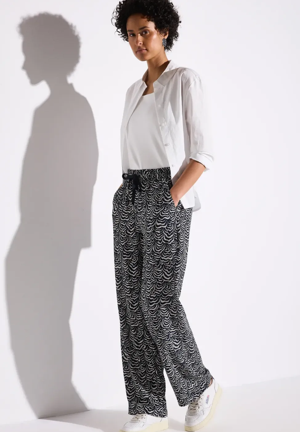 Gemusterte Wide Leg Hose