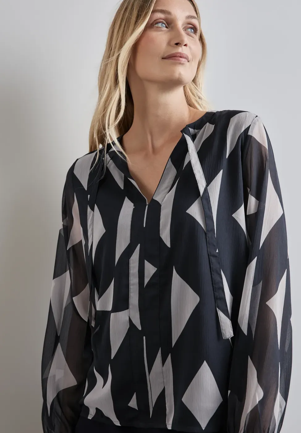 Gemusterte Chiffon-Bluse
