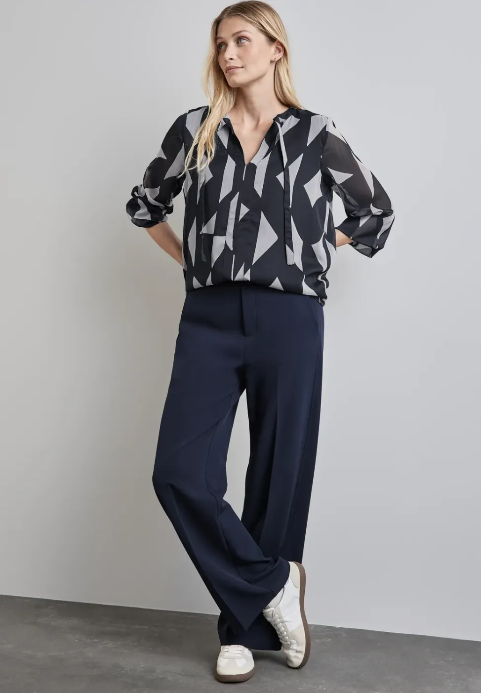 Gemusterte Chiffon-Bluse