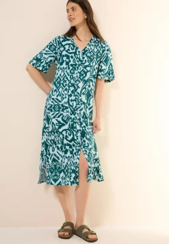 Gemustertes Leinenmix-Kleid