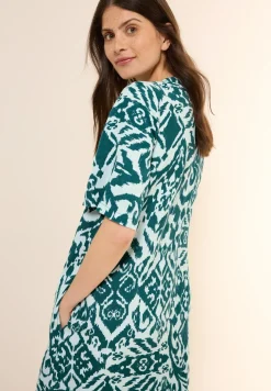 Gemustertes Leinenmix-Kleid