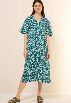 Gemustertes Leinenmix-Kleid