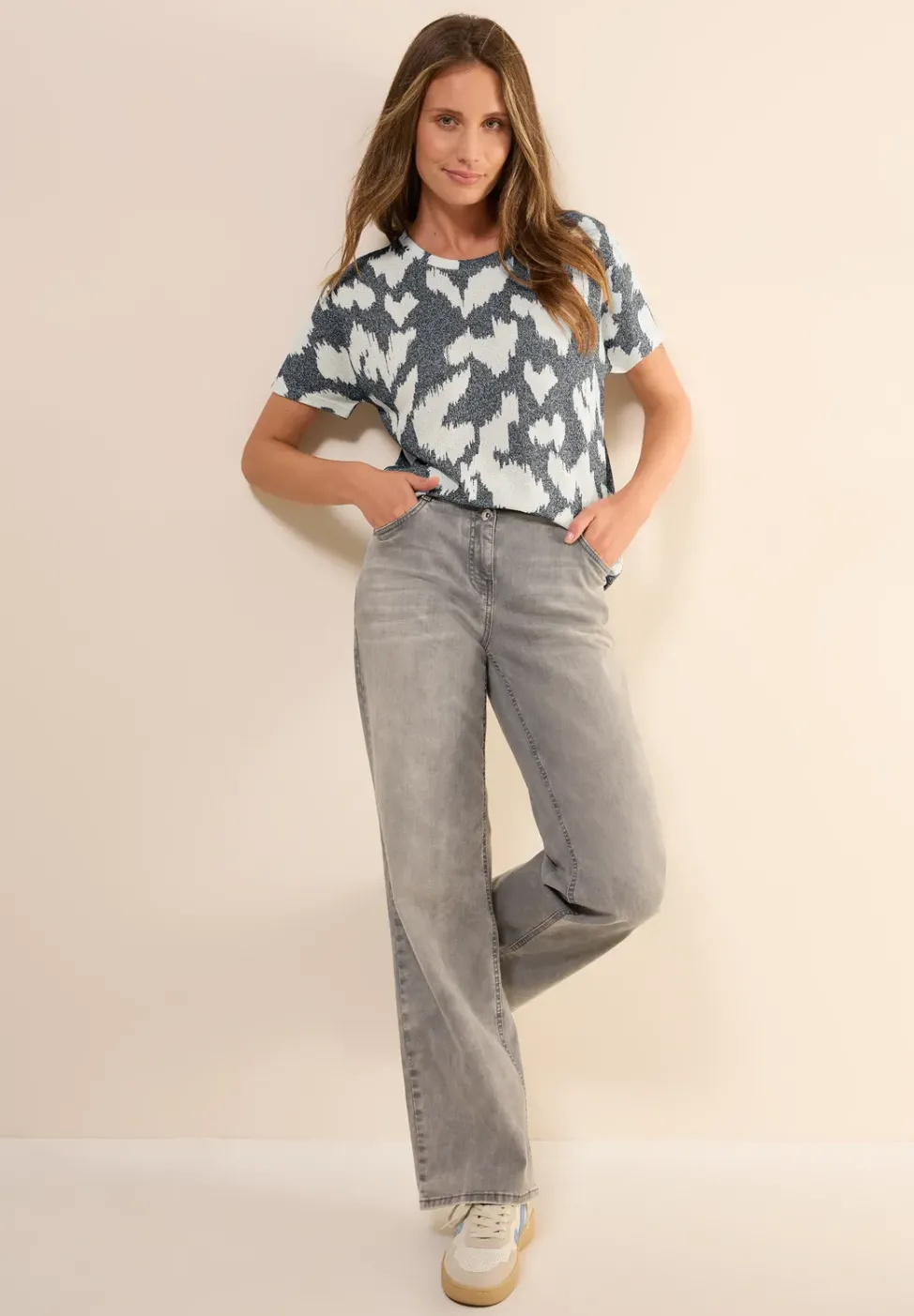 Gemustertes Crepé Shirt