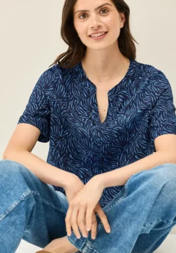 Gemusterte Split Neck Bluse