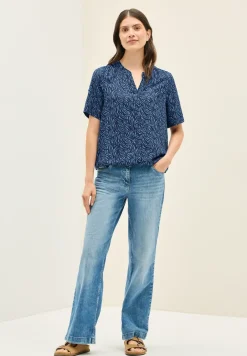Gemusterte Split Neck Bluse