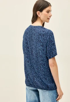 Gemusterte Split Neck Bluse